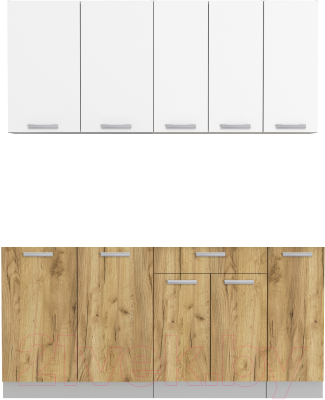 Кухонный гарнитур Интерлиния Мила Лайт 1.7 без столешницы (белый платинум/дуб золотой) - фото