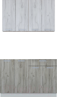 Кухонный гарнитур Интерлиния Мила Лайт 1.2 без столешницы (дуб белый/дуб серый) - фото