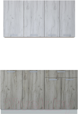 Кухонный гарнитур Интерлиния Мила Лайт 1.4 без столешницы (дуб белый/дуб серый) - фото