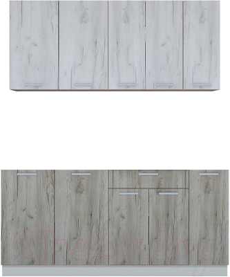 Кухонный гарнитур Интерлиния Мила Лайт 1.7 без столешницы (дуб белый/дуб серый) - фото