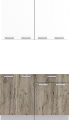 Кухонный гарнитур Интерлиния Мила Лайт 1.2 без столешницы (белый платинум/дуб серый) - фото