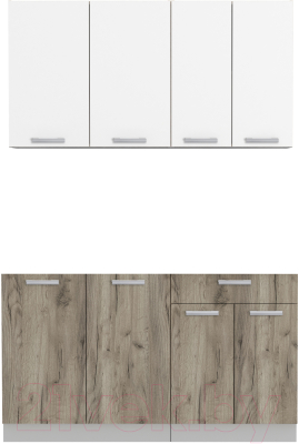 Кухонный гарнитур Интерлиния Мила Лайт 1.4 без столешницы (белый платинум/дуб серый) - фото