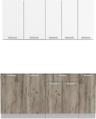 Кухонный гарнитур Интерлиния Мила Лайт 1.7 без столешницы (белый платинум/дуб серый) - фото