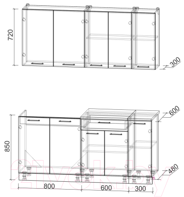 Готовая кухня Интерлиния Мила Лайт 1.7 без столешницы
