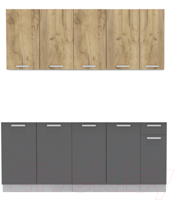 Кухонный гарнитур Интерлиния Мила Лайт 1.9 без столешницы (дуб золотой/антрацит) - фото