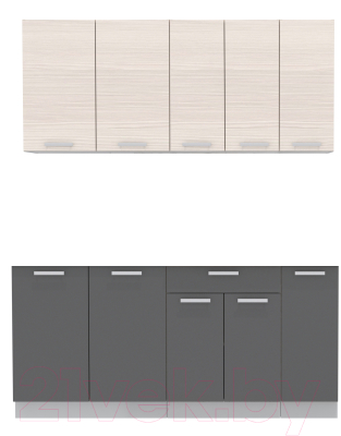 Кухонный гарнитур Интерлиния Мила Лайт 1.7 без столешницы (вудлайн кремовый/антрацит) - фото