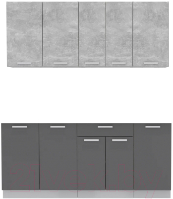 Кухонный гарнитур Интерлиния Мила Лайт 1.8 без столешницы (бетон/антрацит) - фото