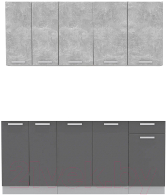 Кухонный гарнитур Интерлиния Мила Лайт 1.8-60 без столешницы (бетон/антрацит) - фото