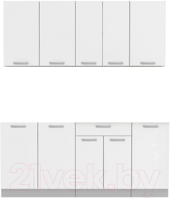Кухонный гарнитур Интерлиния Мила Лайт 1.8 без столешницы (белый платинум) - фото