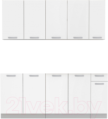 Кухонный гарнитур Интерлиния Мила Лайт 1.9 без столешницы (белый платинум) - фото
