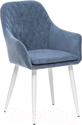 Стул Импэкс Leset Слим с подлокотниками (белый/велюр синий) - фото