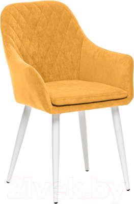 Стул Импэкс Leset Слим с подлокотниками (белый/велюр горчица) - фото