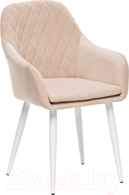 Стул Импэкс Leset Слим с подлокотниками (белый/велюр бежевый) - фото