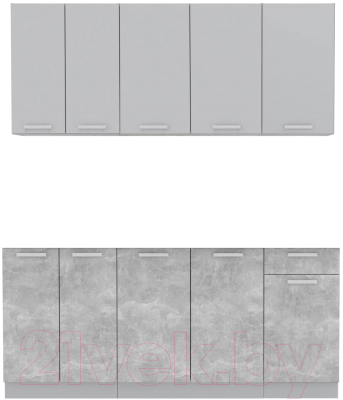 Кухонный гарнитур Интерлиния Мила Лайт 1.8-60 без столешницы (серебристый/бетон) - фото