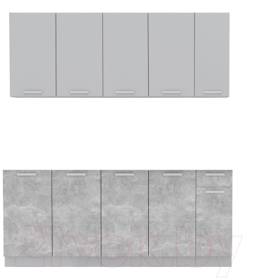 Кухонный гарнитур Интерлиния Мила Лайт 1.9 без столешницы (серебристый/бетон) - фото