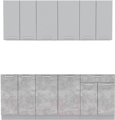 Кухонный гарнитур Интерлиния Мила Лайт 2.0-60 без столешницы (серебристый/бетон) - фото