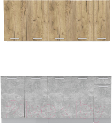 Кухонный гарнитур Интерлиния Мила Лайт 1.9 без столешницы (дуб золотой/бетон) - фото