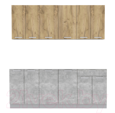 Кухонный гарнитур Интерлиния Мила Лайт 2.0-60 без столешницы (дуб золотой/бетон) - фото