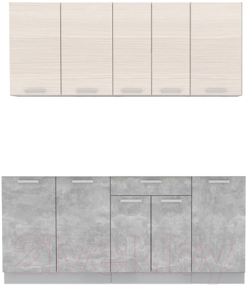 Кухонный гарнитур Интерлиния Мила Лайт 1.8 без столешницы (вудлайн кремовый/бетон) - фото