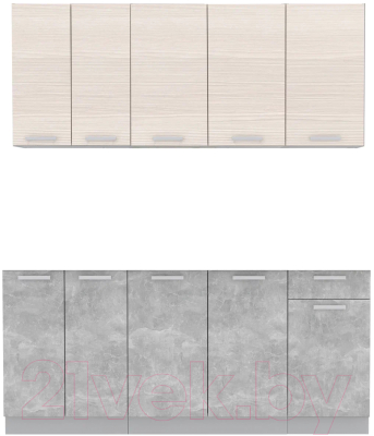 Кухонный гарнитур Интерлиния Мила Лайт 1.8-60 без столешницы (вудлайн кремовый/бетон) - фото