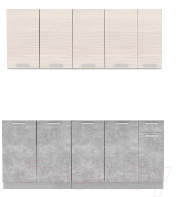 Кухонный гарнитур Интерлиния Мила Лайт 1.9 без столешницы (вудлайн кремовый/бетон) - фото