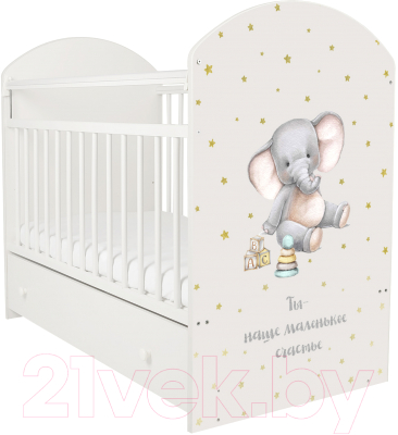 Детская кроватка INDIGO My Sleepy Слоник маятник и ящик