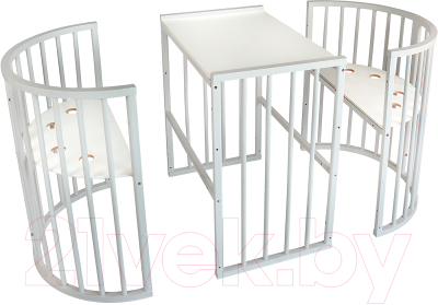 Детская кровать-трансформер INDIGO Simple 7 в 1 поперечный маятник (белый)