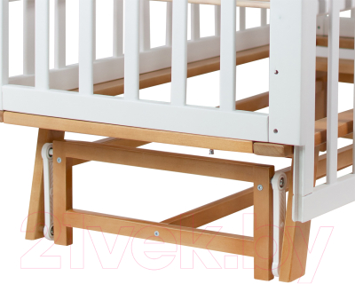 Детская кроватка INDIGO Style на ножках продольный маятник (белый/натуральный)