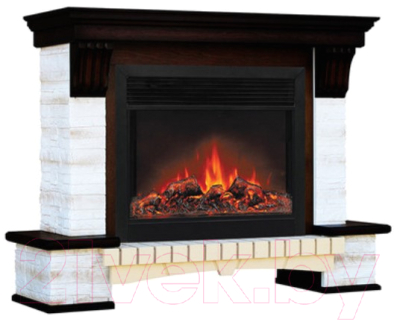 Каминокомплект Смолком Stone Montebello + Moonblaze Deluxe-s BL LT (махагон коричневый антик)