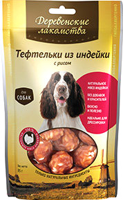 Лакомство для собак Деревенские лакомства Тефтельки из индейки с рисом - фото