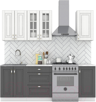 Кухонный гарнитур Интермебель Бостон-2 1.6 (акация белая/акация графит/тунис) - фото