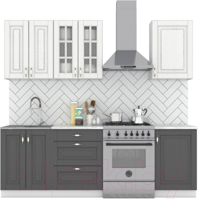 Кухонный гарнитур Интермебель Бостон-3 1.7 (акация белая/акация графит/тунис) - фото