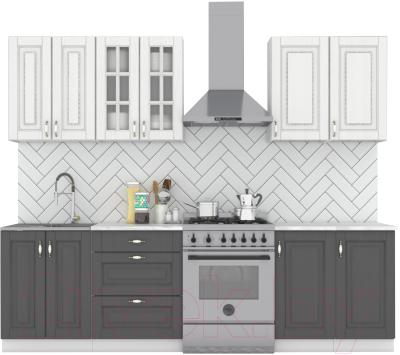 Кухонный гарнитур Интермебель Бостон-6 2.1 (акация белая/акация графит/тунис) - фото