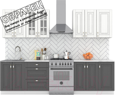 Кухонный гарнитур Интермебель Бостон-7 2.2 (акация белая/акация графит/тунис) - фото