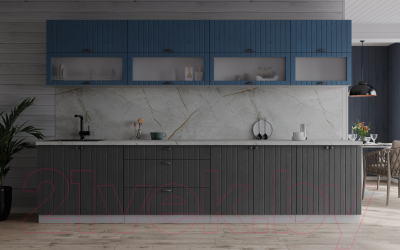 Кухонный гарнитур Интерлиния Берес 3.0Б (дуб лазурный/дуб серый/серый каспий)