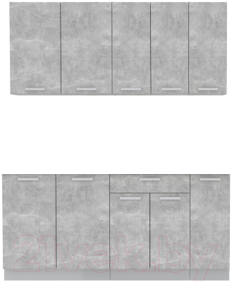 Кухонный гарнитур Интерлиния Мила Лайт 1.7 без столешницы (бетон) - фото