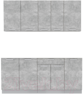 Кухонный гарнитур Интерлиния Мила Лайт 1.8 без столешницы (бетон) - фото