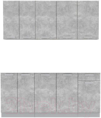 Кухонный гарнитур Интерлиния Мила Лайт 1.8-60 без столешницы (бетон) - фото