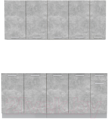 Кухонный гарнитур Интерлиния Мила Лайт 1.9 без столешницы (бетон) - фото