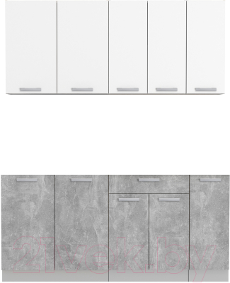 Кухонный гарнитур Интерлиния Мила Лайт 1.7 без столешницы (белый платинум/бетон) - фото