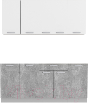 Кухонный гарнитур Интерлиния Мила Лайт 1.8 без столешницы (белый платинум/бетон) - фото
