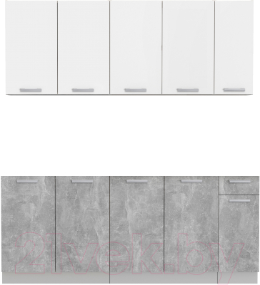 Кухонный гарнитур Интерлиния Мила Лайт 1.9 без столешницы (белый платинум/бетон) - фото