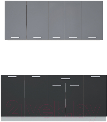 Кухонный гарнитур Интерлиния Мила Лайт 1.8 без столешницы (серебристый/антрацит) - фото