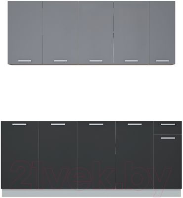 Кухонный гарнитур Интерлиния Мила Лайт 2.0-60 без столешницы (серебристый/антрацит) - фото