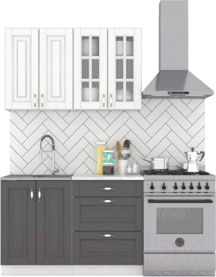 Кухонный гарнитур Интермебель Бостон-1 1.2 (акация белая/акация графит/венато) - фото