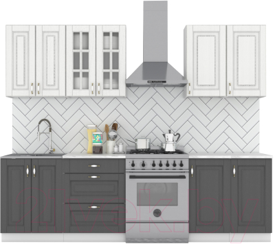 Кухонный гарнитур Интермебель Бостон-5 2.0 (акация белая/акация графит/венато) - фото