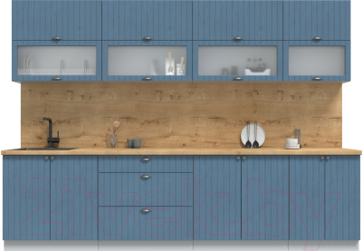 Кухонный гарнитур Интерлиния Берес 3.0Б (дуб лазурный/дуб бунратти) - фото
