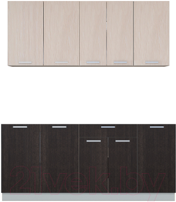 Кухонный гарнитур Интерлиния Мила Лайт 1.8 без столешницы (дуб молочный/дуб венге) - фото