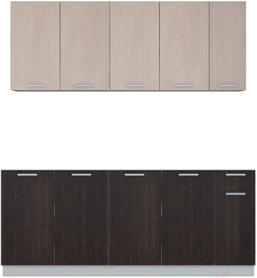 Кухонный гарнитур Интерлиния Мила Лайт 1.9 без столешницы (дуб молочный/дуб венге) - фото