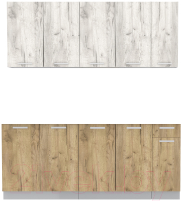 Кухонный гарнитур Интерлиния Мила Лайт 1.9 без столешницы (дуб белый/дуб золотой) - фото